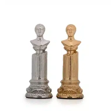 Schachspiel aus gold- und silberbeschichtetem Metall Römische Säule – Bild 7