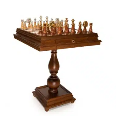 Hochwertiges Staunton Set aus Buchenholz und Carrara-Marmor sowie Alabaster & Massivholz und Messing, vergoldet und versilbert – Bild 3