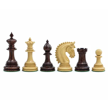 Schachfiguren Lemington aus Rosenholz, König, Dame, Läufer, Springer, Turm und Bauer