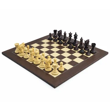 Komplettes Schachset Porte du Roi, Ahorn-Schachbrett und Palisander-Figuren