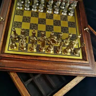 Set Grand Napoléon IV Original Holzschachbrett und Metallschachspiel – Bild 3