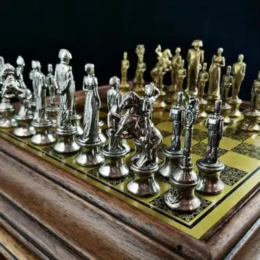 Set Grand Napoléon IV Original Holzschachbrett und Metallschachspiel – Bild 7