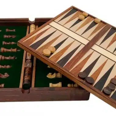 Magnetisches Reise-Schachset mit Holz-Aufbewahrungsfach für Schach/Backgammon und Dame – Bild 7