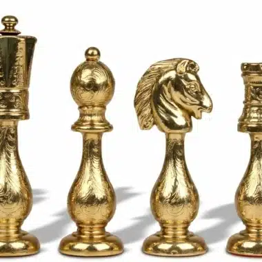Orientalisches Schachbrett-Set aus Kunstleder mit Aufbewahrung und filigranen Metallschachfiguren – Bild 13