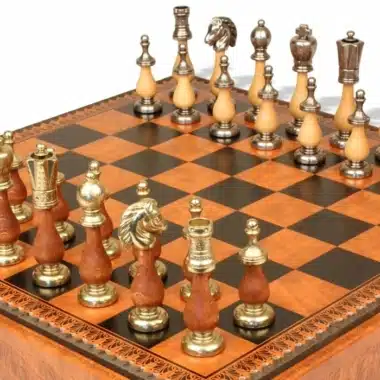 Alternative view of Arabic Style VIII Schachbrett Set Aufbewahrung und Schachfiguren Staunton Holz- und Metallschach