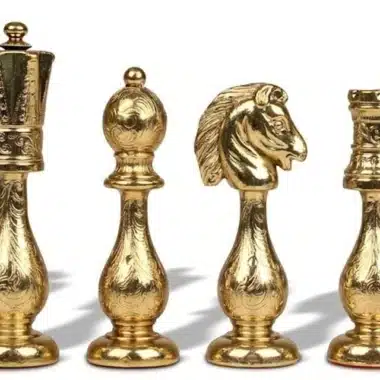 Orientalisches Schachbrett-Set aus Kunstleder mit Aufbewahrung und filigranen Metallschachfiguren – Bild 16