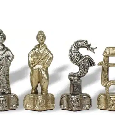 Samurai II Set Schachbrett Aufbewahrungsbox und Schachspiel aus Metall – Bild 8