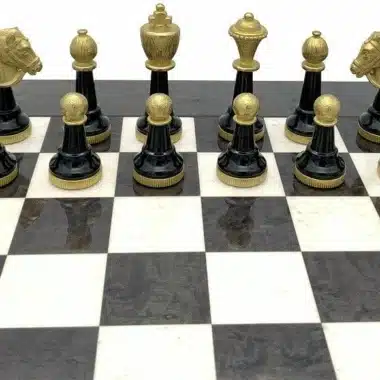 Staunton Design III Set Schachbrett aus Ahorn- und Heidekrautholz und Schachspiel aus Metall und Holz – Bild 4