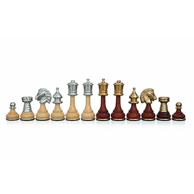 Schachspiel "Large Persian" aus Holz und massivem Messing, Gold- und Silberplattiert