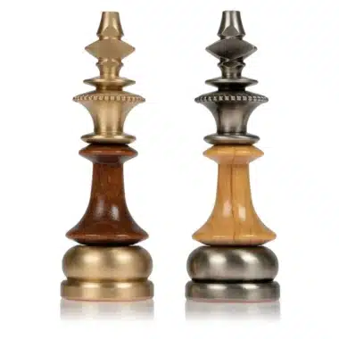 Schachspielset aus massivem Messing und Holz mit glänzendem Nussbaum-Schachbrett – Bild 10