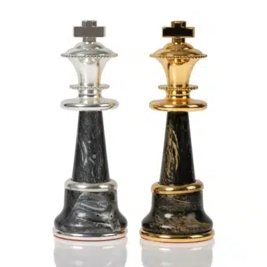 Staunton Fantasy XL Set Schachbrett aus grünem Ahornholz & Schachspiel aus Messing und Holz mit Gold- und Silberbeschichtung – Bild 14