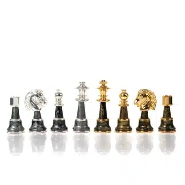 Staunton Fantasy XL Set Schachbrett aus grünem Ahornholz & Schachspiel aus Messing und Holz mit Gold- und Silberbeschichtung – Bild 6