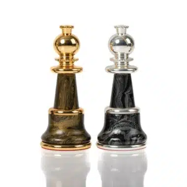 Staunton Fantasy XL Set Schachbrett aus grünem Ahornholz & Schachspiel aus Messing und Holz mit Gold- und Silberbeschichtung – Bild 16
