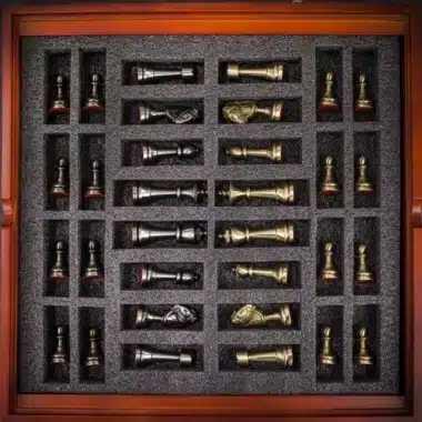 Alternative view of Staunton Set Schachbrett aus Nussbaum und Ahorn und Schachfiguren aus massivem Messing