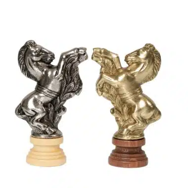 César Set Rundes Schachbrett aus Rosenholz und Ahorn Matt & Schachspiel aus Holz und Metall – Bild 5