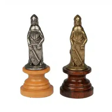 Medieval II Schachset aus Nussbaum- und Ahornholz & Schachspiel aus massivem Holz und Metall – Bild 11