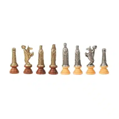 Medieval II Schachset aus Nussbaum- und Ahornholz & Schachspiel aus massivem Holz und Metall – Bild 9