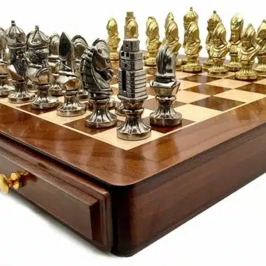 Medieval IV Schachset aus Ahornholz & Metall-Schachspiel – Bild 3