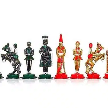 Camelot King Arthur III Kunstlederschachbrett & handbemaltes Metallschachspiel im Set – Bild 6