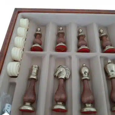 Arabic Style VIII Schachbrett Set Aufbewahrung und Schachfiguren Staunton Holz- und Metallschach – Bild 10