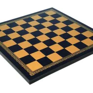 Set Mittelalterliche Büste II Schwarz-goldenes Schachbrett aus Kunstleder und handbemaltes Schachspiel aus Harz – Bild 14