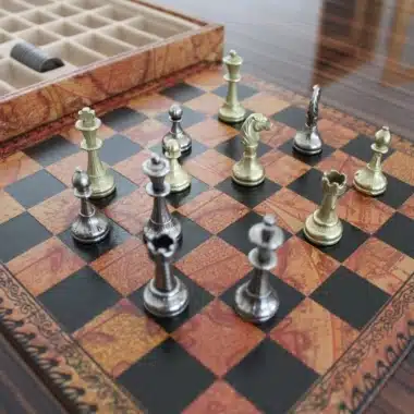 Set Süße Blumen Schachbrett aus Kunstleder & Schachspiel aus Metall – Bild 9