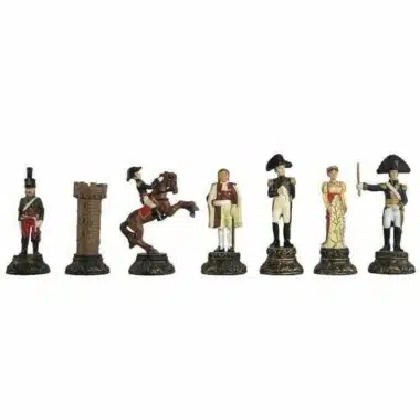Schachfiguren Napoleon Waterloo bemalt, mit Soldaten und Offizieren