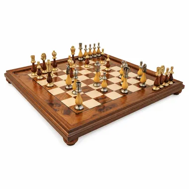 Arabic Style IX Set: Schachbrett aus Holz und Staunton-Figuren aus Holz und Metall