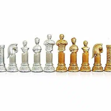 Jeu d'Echecs en Métal Plaqué Or et Argent "Colonne Romaine"