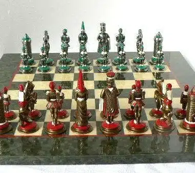 Camelot König Artus V Schachbrett aus Olive Ahornholz & handbemaltes Schachspiel aus Massivmetall – Bild 7