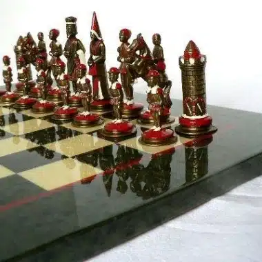Camelot König Artus V Schachbrett aus Olive Ahornholz & handbemaltes Schachspiel aus Massivmetall – Bild 4