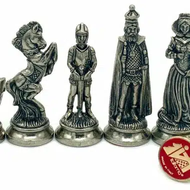 Mary Stuart X Set Schachbrett aus dunklem Holz und Schachspiel aus Metall – Bild 7