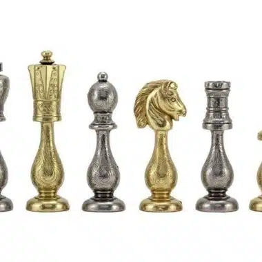 Alternative view of Arabic Style Set Schachbrett aus Ahornholz und Schachspiel aus gold- und silberbeschichtetem Metall
