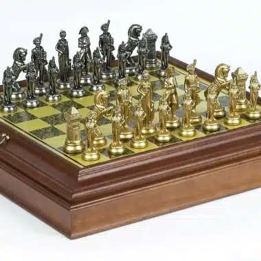 Set Grand Napoléon IV Original Holzschachbrett und Metallschachspiel