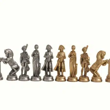 Set Grand Napoleon Table Holzschachbrett und Metallschachspiel – Bild 8