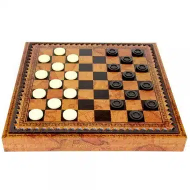 Florentine II Schachbrett als Damebrett mit runden Spielsteinen genutzt