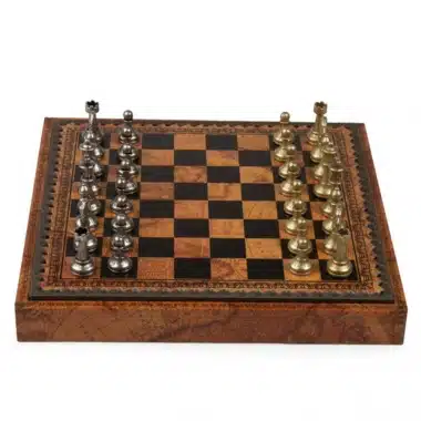 Set Süße Blumen Schachbrett aus Kunstleder & Schachspiel aus Metall – Bild 4
