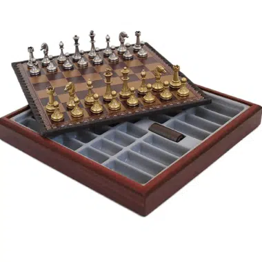 Alternative view of Set Mignon Flower VIII Schachbrett Rot mit Aufbewahrung und Metallschachspiel