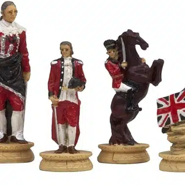 Zinnfiguren der britischen Truppen, sich aufbäumendes Pferd und Union-Jack-Flagge