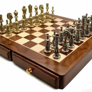 Alternative view of Oriental III Schachset aus Ahorn- und goldenem Rosenholz & Schachspiel aus Metall