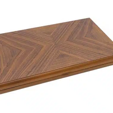 Backgammon York de Luxe geschlossen, Holzbox mit geometrischem Intarsienmuster