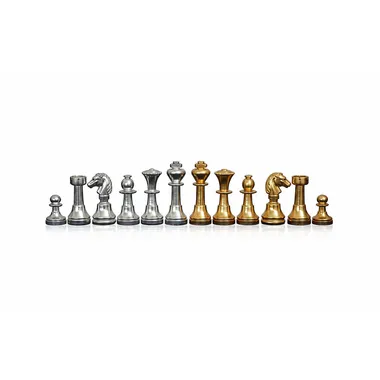 Schachspiel aus massivem Messing, Gold- und Silberplattiert "Mignon"