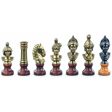 Schachspiel "Buste Romain" aus Holz und Metall