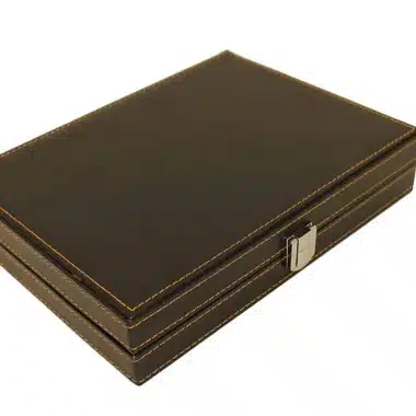 Alternative view of Backgammon aus braunem italienischem Kunstleder für die Reise Zusammenklappbar und magnetisch