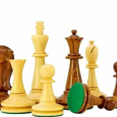 Blackmore-Set Schachbrett aus Walnuss- und Ahornholz & Schachspiel aus vergoldetem Rosenholz – Bild 5
