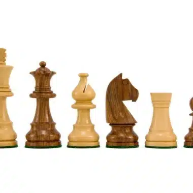 Schachspiel Little Classic aus goldenem Rosenholz, Figuren nach Größe aufgereiht