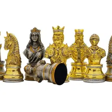 Schachspiel aus Zinn mit Gold- und Silberbeschichtung Mittelalterliche Büste – Bild 3