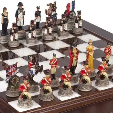 Alternative view of Set Schlacht von Waterloo 1 Schachbrett aus Holz und Marmor und handgemaltes Schachspiel