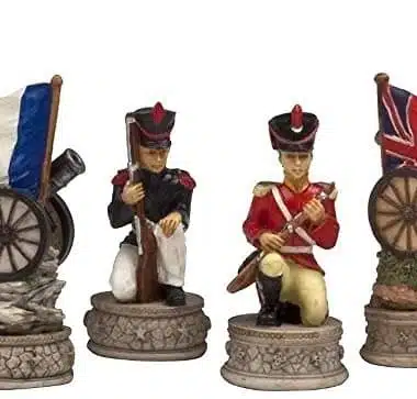 Set Schlacht von Waterloo 1 Schachbrett aus Holz und Marmor und handgemaltes Schachspiel – Bild 9