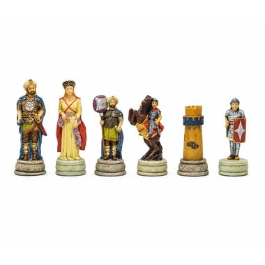 Schachfiguren aus Harz Byzantinisches Reich vs Arabische Kalifate aufgereiht